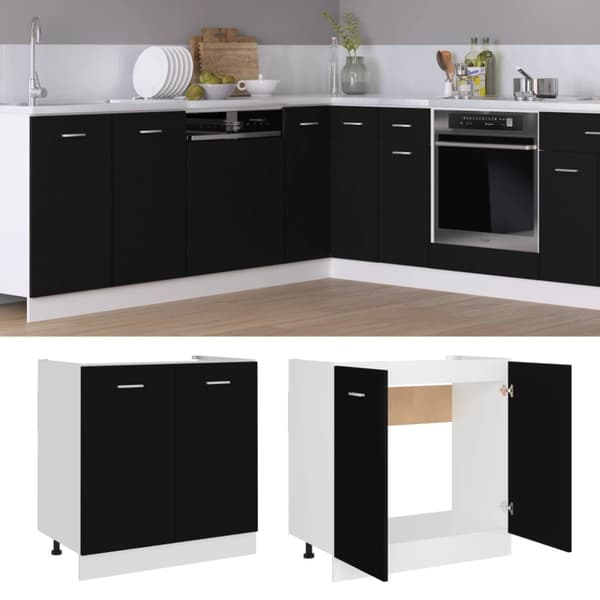 vidaXL Underskåp för diskho svart 80x46x81,5 cm konstruerat trä -  Köksskåp