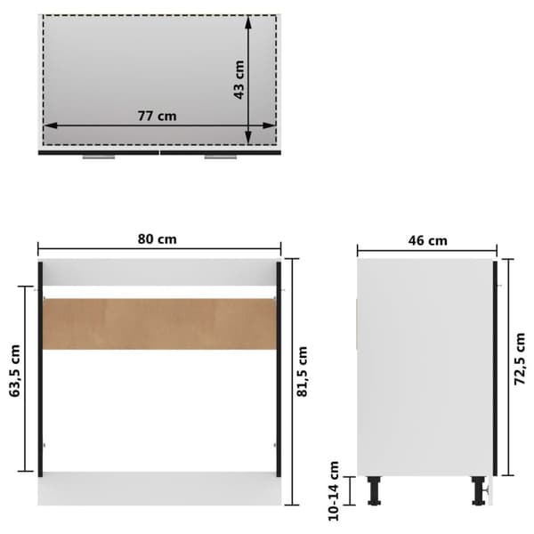 vidaXL Underskåp för diskho svart 80x46x81,5 cm konstruerat trä -  Köksskåp