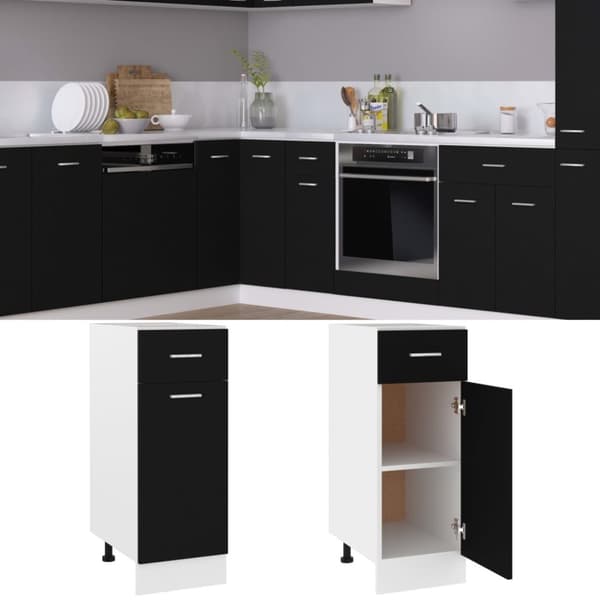 vidaXL Alalipastokaappi musta 30x46x81,5 cm lastulevy -  Keittiökaapit