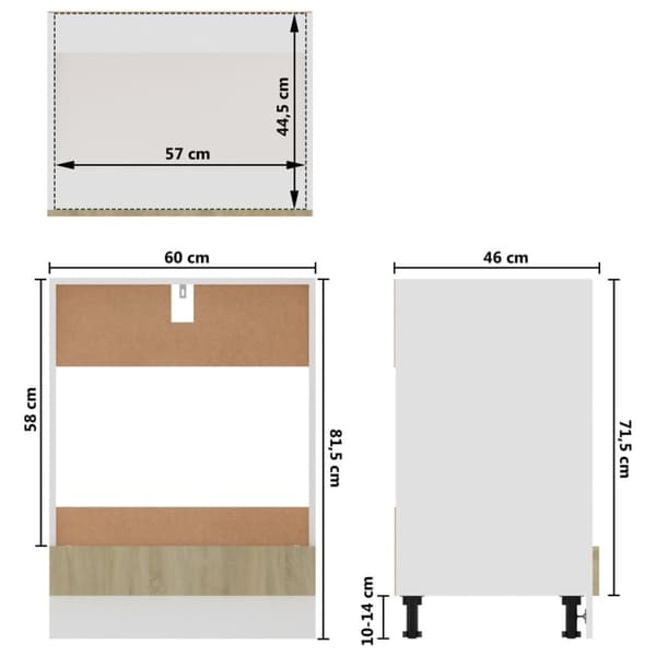vidaXL ovnskab 60x46x81,5 cm konstrueret træ sonoma-eg -  Køkkenskabe