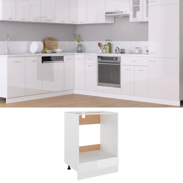 vidaXL ovnskab 60x46x81,5 cm konstrueret træ hvid højglans -  Køkkenskabe