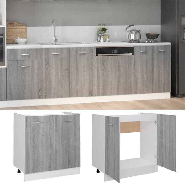 vidaXL Allaskaappi harmaa Sonoma 80x46x81,5 cm tekninen puu -  Keittiökaapit