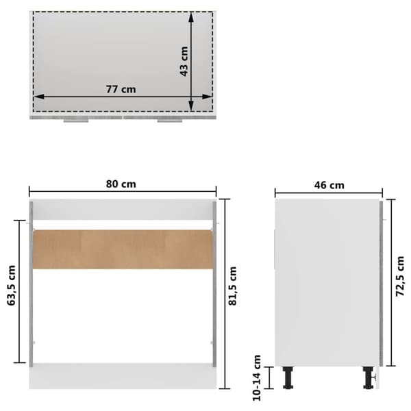 vidaXL Allaskaappi harmaa Sonoma 80x46x81,5 cm tekninen puu -  Keittiökaapit