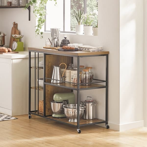 Rootz serveringsvogn - Køkkenskab - Multifunktionsvogn - Vintage industriel stil - MDF og metal - 5 hylder - Mobil med låsebremser - Unik hegnsfunktio