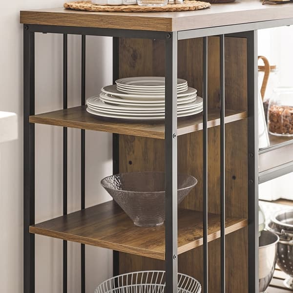 Rootz serveringsvogn - Køkkenskab - Multifunktionsvogn - Vintage industriel stil - MDF og metal - 5 hylder - Mobil med låsebremser - Unik hegnsfunktio