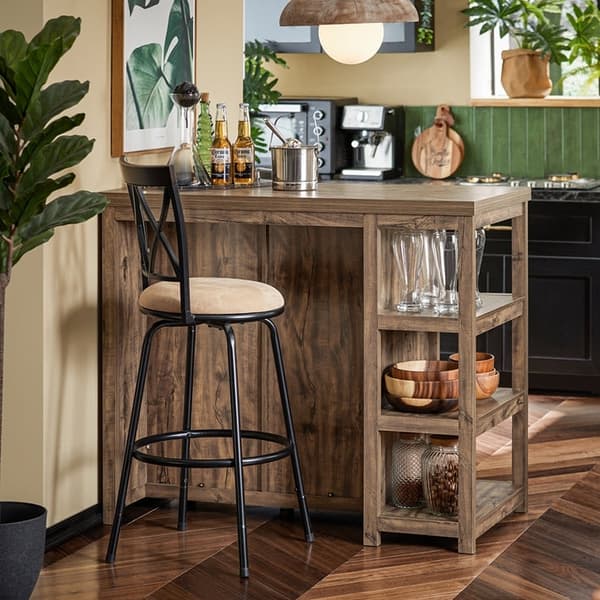 Rootz Kitchen Islandin senkki - Baaripöytä - Buffetkaappi - Vintage teollinen muotoilu - MDF- ja PB-materiaali - 110cm x 95cm x 55cm - Säilytys- ja vi