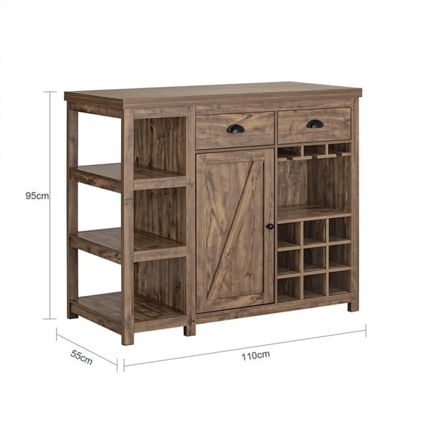 Rootz Kitchen Islandin senkki - Baaripöytä - Buffetkaappi - Vintage teollinen muotoilu - MDF- ja PB-materiaali - 110cm x 95cm x 55cm - Säilytys- ja vi