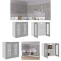 Pikkukuva 1 / 10: The Living Store Seinäkaappi lasilla betoninharmaa 60x31x60 cm tekninen puu -  Keittiökaapit