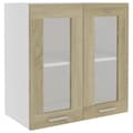 Miniatyrbillede 3 af 10: The Living Store vægskab med glaslåger 60x31x60 cm spånplade sonoma-eg -  Køkkenskabe