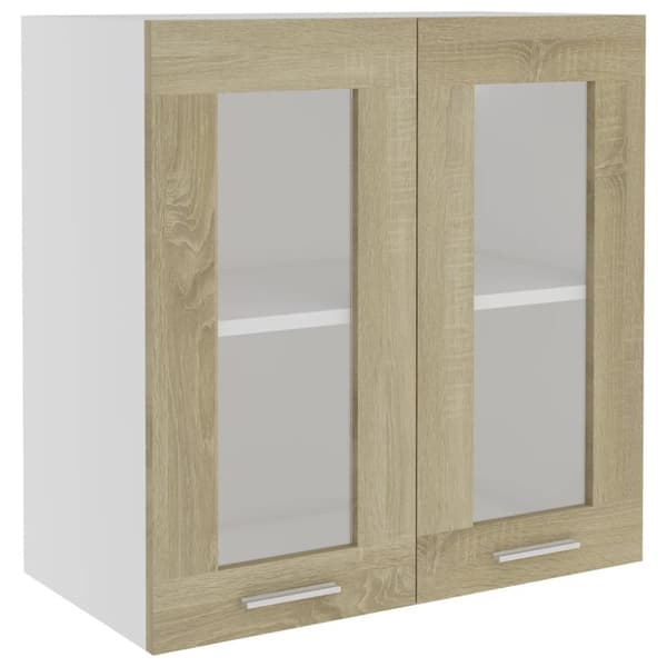 The Living Store vægskab med glaslåger 60x31x60 cm spånplade sonoma-eg -  Køkkenskabe