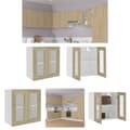 Miniatyrbillede 1 af 10: The Living Store vægskab med glaslåger 60x31x60 cm spånplade sonoma-eg -  Køkkenskabe