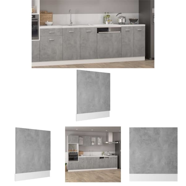 The Living Store låge til opvaskemaskine 59,5x3x67 cm konstrueret træ betongrå -  Køkkenskabe