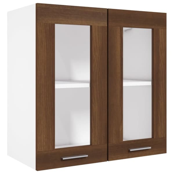 The Living Store væghængt glasskab 60x31x60 cm konstrueret træ brun egetræ -  Køkkenskabe