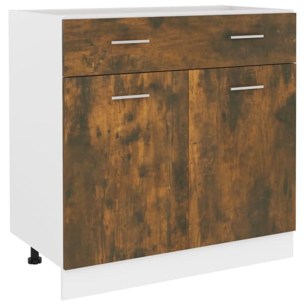 The Living Store Underskåp rökfärgad ek 80x46x81,5 cm konstruerat trä - Köksskåp