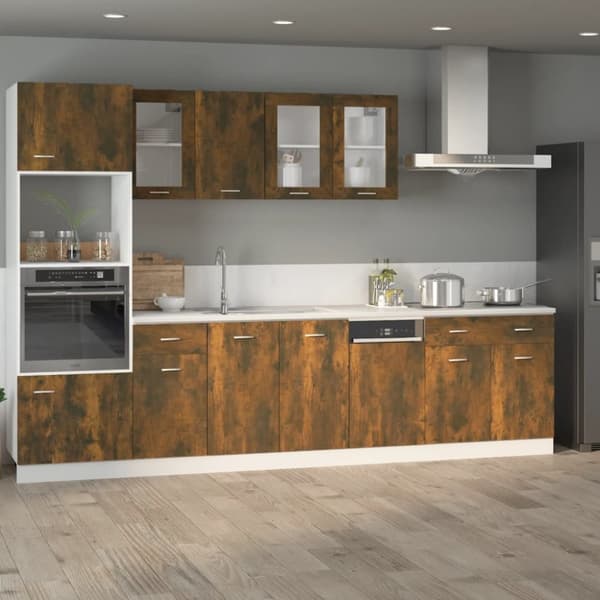 The Living Store Underskåp rökfärgad ek 80x46x81,5 cm konstruerat trä - Köksskåp