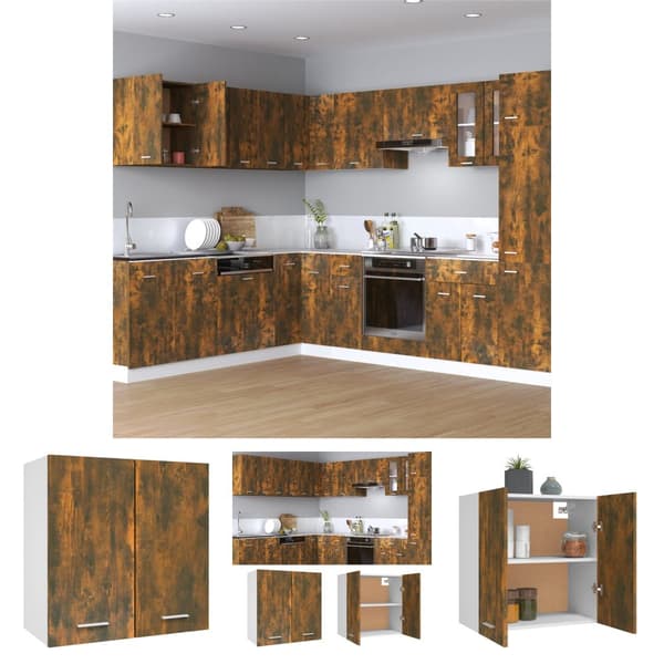 The Living Store vægskab 60x31x60 cm konstrueret træ røget egetræsfarve -  Køkkenskabe