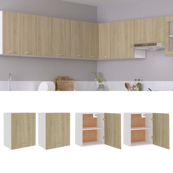 The Living Store Seinäkaapit 2 kpl Sonoma-tammi 50x31x60 cm tekninen puu - Keittiökaapit