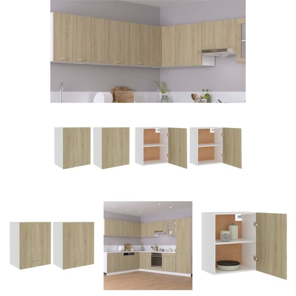 The Living Store Seinäkaapit 2 kpl Sonoma-tammi 50x31x60 cm tekninen puu - Keittiökaapit