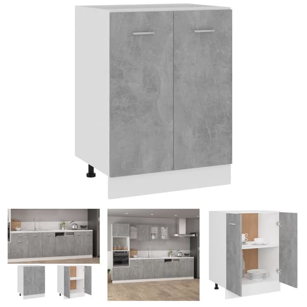 The Living Store Alakaappi betoninharmaa 60x46x81,5 cm tekninen puu -  Keittiökaapit