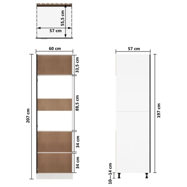 The Living Store indbygningsskab til køl 60x57x207 cm konstrueret træ sort -  Køkkenskabe