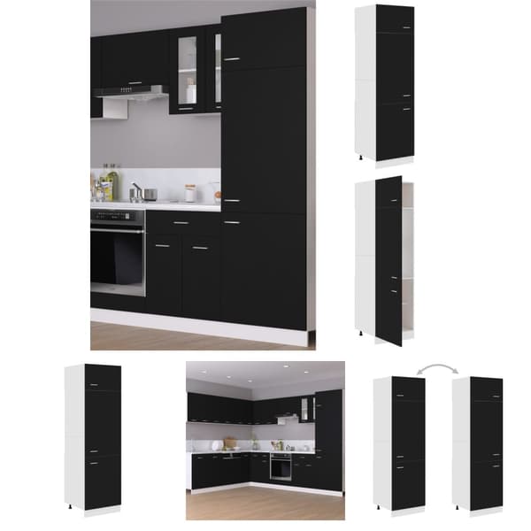 The Living Store indbygningsskab til køl 60x57x207 cm konstrueret træ sort -  Køkkenskabe