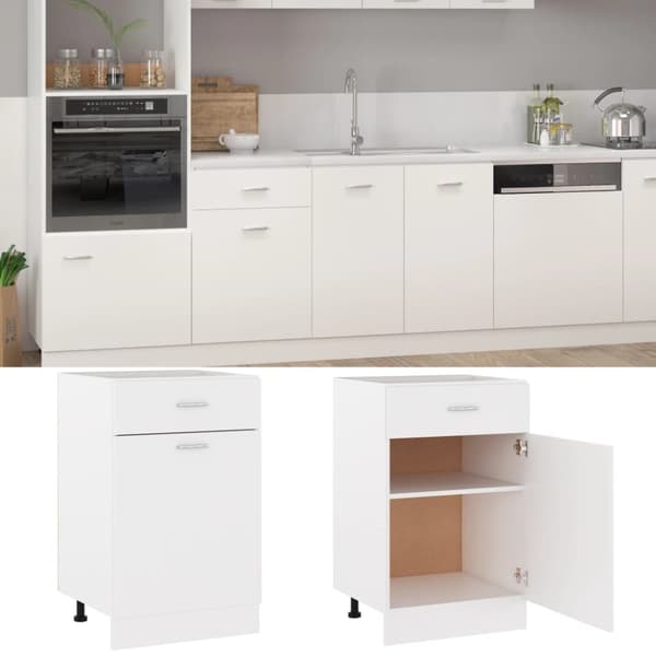 The Living Store skuffeunderskab 50x46x81,5 cm spånplade hvid -  Køkkenskabe