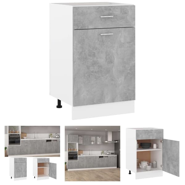 The Living Store skuffeunderskab 50x46x81,5 cm spånplade betongrå -  Køkkenskabe