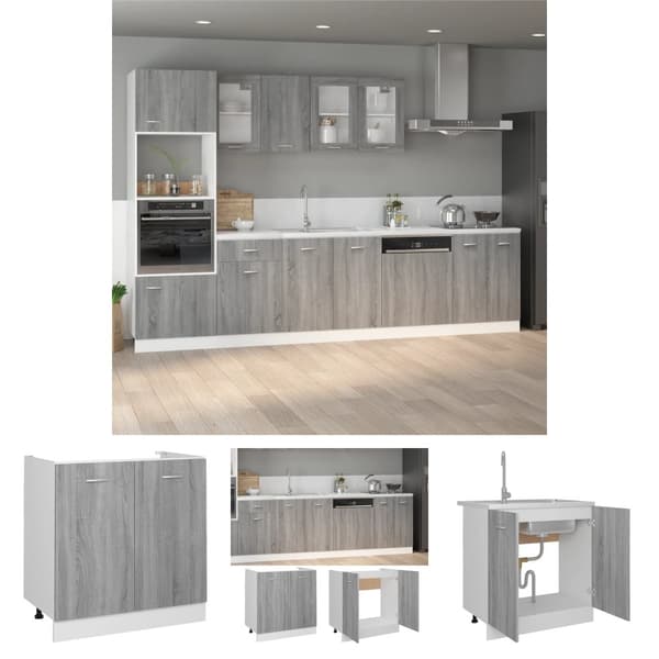 The Living Store underskab til vask 80x46x81,5 cm konstrueret træ grå sonoma-eg -  Køkkenskabe
