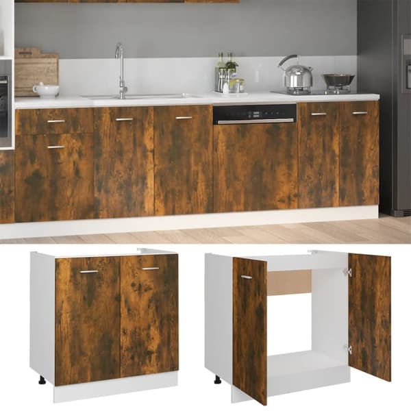Køkkenskabe - Living skab 80x46x81,5 cm konstrueret træ røget egetræsfarve
