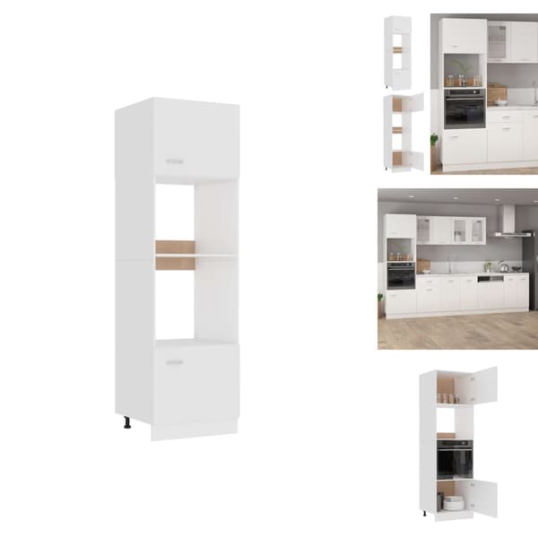 Køkkenskabe - Living køkkenskab til mikroovn 60x57x207 cm konstrueret træ hvid