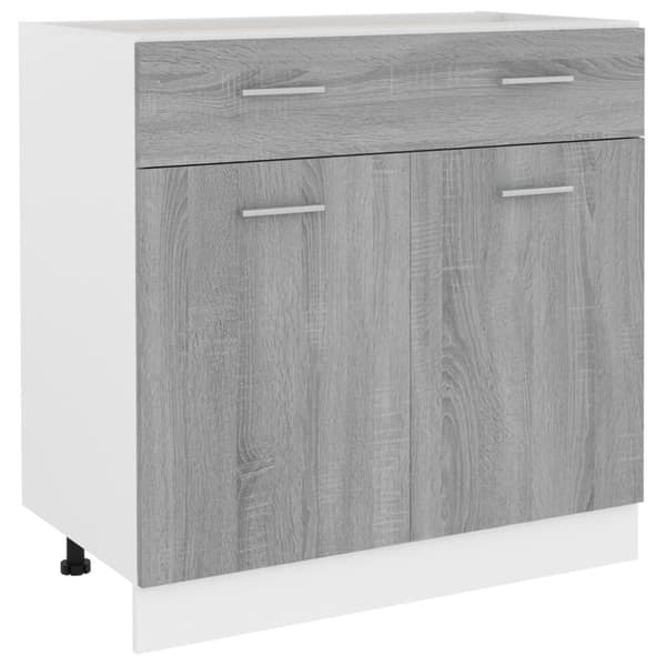 Keittiökaapit - Living Alakaappi laatikolla harmaa Sonoma 80x46x81,5 cm tekninen puu