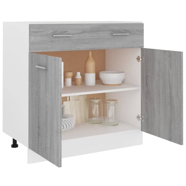 Keittiökaapit - Living Alakaappi laatikolla harmaa Sonoma 80x46x81,5 cm tekninen puu