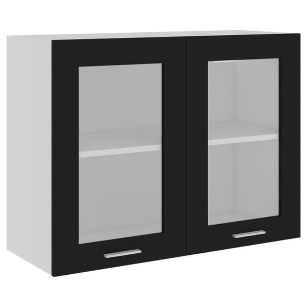 Køkkenskabe - Living væghængt glasskab 80x31x60 cm konstrueret træ sort