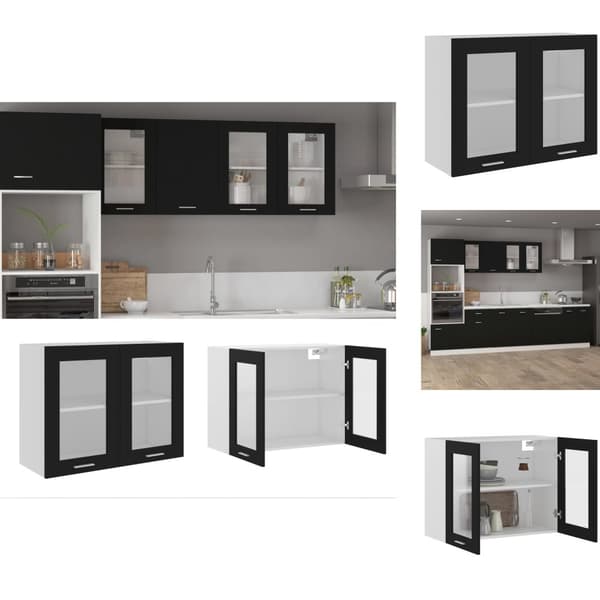 Køkkenskabe - Living væghængt glasskab 80x31x60 cm konstrueret træ sort