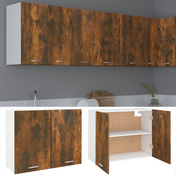 Køkkenskabe - Living vægskab 80x31x60 cm konstrueret træ røget egetræsfarve