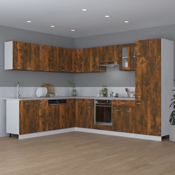 Køkkenskabe - Living vægskab 80x31x60 cm konstrueret træ røget egetræsfarve