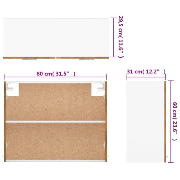 Køkkenskabe - Living vægskab 80x31x60 cm konstrueret træ røget egetræsfarve
