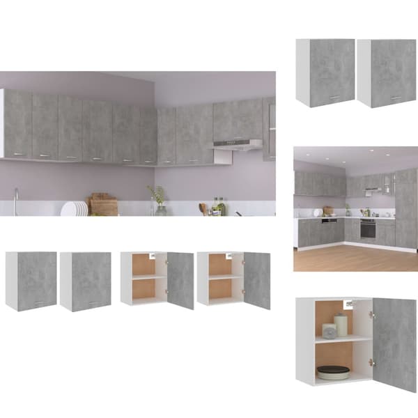 Køkkenskabe - Living vægskabe 2 stk. 50x31x60 cm konstrueret træ betongrå
