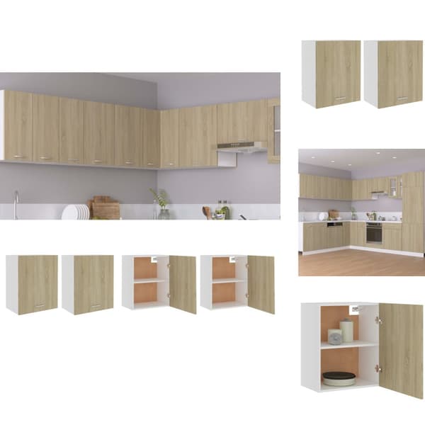 Keittiökaapit - Living Seinäkaapit 2 kpl Sonoma-tammi 50x31x60 cm tekninen puu