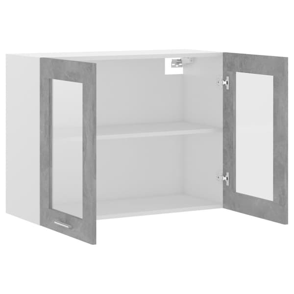 Seinäkaappi lasilla betoninharmaa 80x31x60 cm tekninen puu - Seinäkaappi - Seinäkaapit - Home & Living