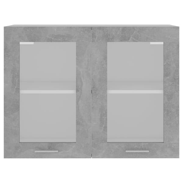 Seinäkaappi lasilla betoninharmaa 80x31x60 cm tekninen puu - Seinäkaappi - Seinäkaapit - Home & Living