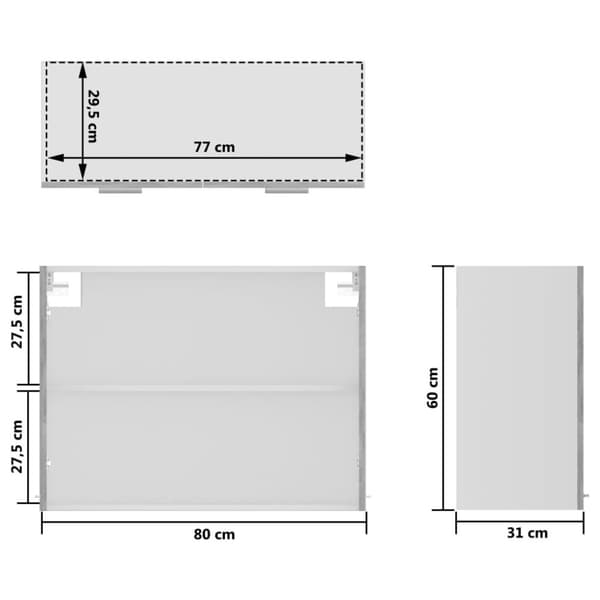 Seinäkaappi lasilla betoninharmaa 80x31x60 cm tekninen puu - Seinäkaappi - Seinäkaapit - Home & Living