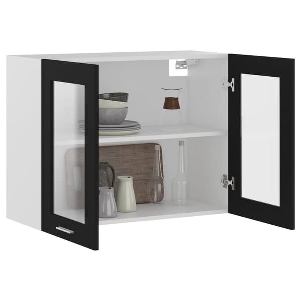 Væghængt glasskab 80x31x60 cm konstrueret træ sort - Væghængt Glasskab - Væghængte Glasskabe - Home & Living