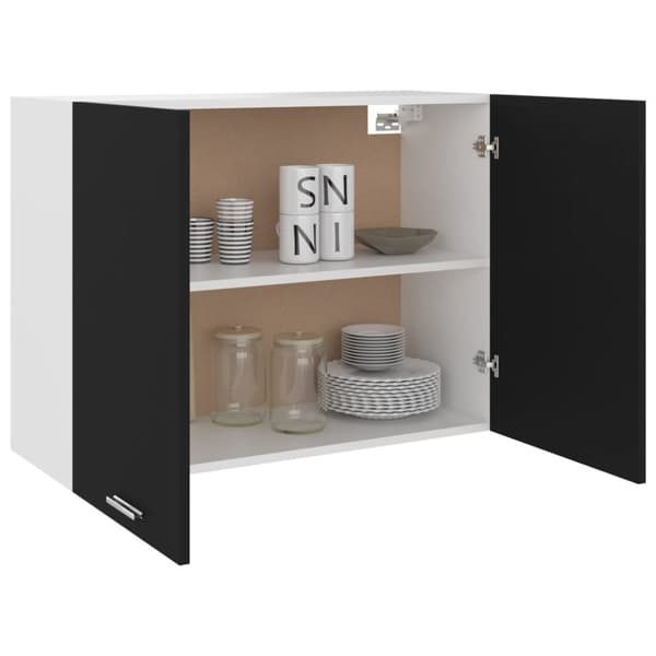 Seinäkaappi musta 80x31x60 cm tekninen puu - Seinäkaappi - Seinäkaapit - Home & Living