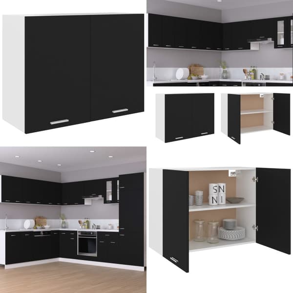 Seinäkaappi musta 80x31x60 cm tekninen puu - Seinäkaappi - Seinäkaapit - Home & Living