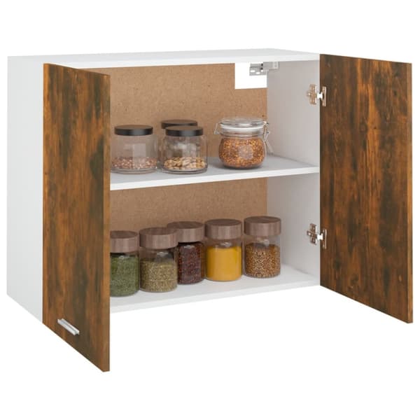 Vægskab 80x31x60 cm konstrueret træ røget egetræsfarve - Væghængt Skab - Væghængte Skabe - Home & Living