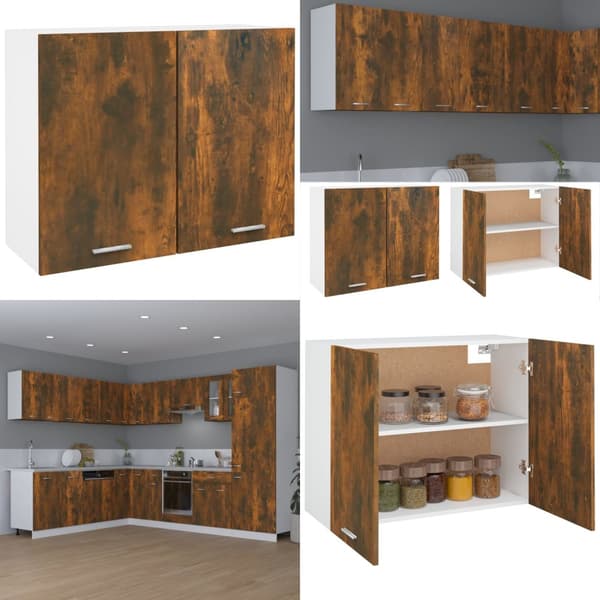 Vægskab 80x31x60 cm konstrueret træ røget egetræsfarve - Væghængt Skab - Væghængte Skabe - Home & Living