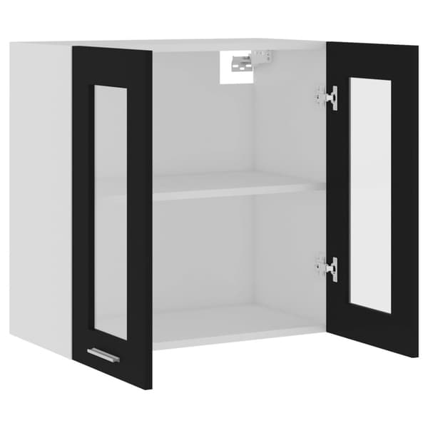 Seinäkaappi lasilla musta 60x31x60 cm tekninen puu - Seinäkaappi - Seinäkaapit - Home & Living