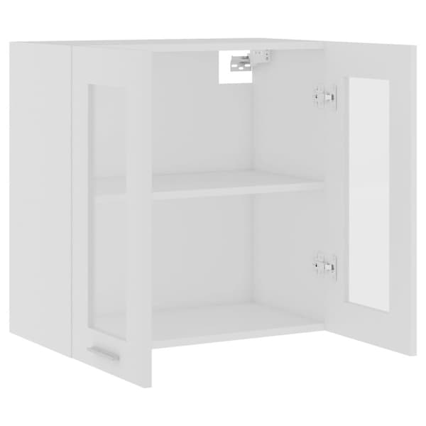 Vægskab med glaslåger 60x31x60 cm spånplade hvid - Vægskab Med Glaslåger - Vægskabe Med Glaslåger - Home & Living