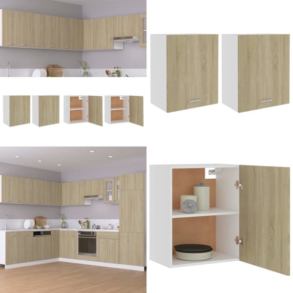 Seinäkaapit 2 kpl Sonoma-tammi 50x31x60 cm tekninen puu - Seinäkaappi - Seinäkaapit - Home & Living